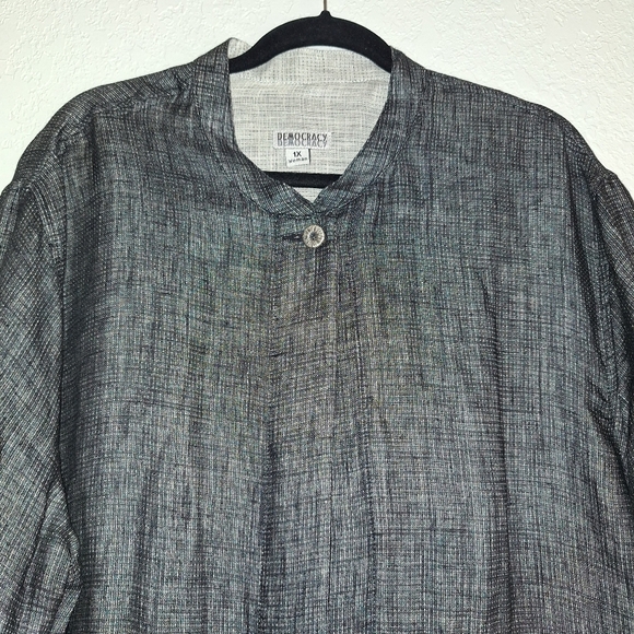 Democracy Moa Neck One Bottom 100%Linen Black Tunic - 1X Retail $148 - Picture 3 of 11